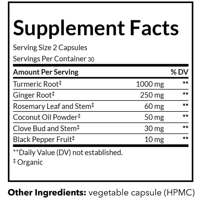 Organic Black Pepper, Turmeric - огляд і ціна Turmeric Curcumin Capsule